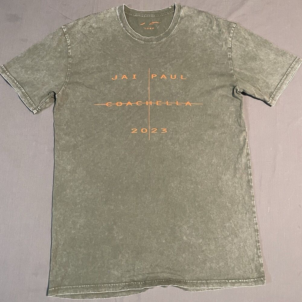 Jai Paul Coachella 2023 Gray Moss Green VTG Wash Bredrins Merch T Shirt L